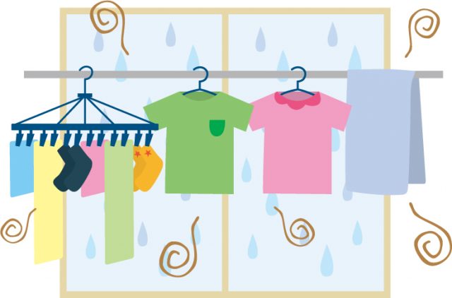 雨の日の洗濯物
